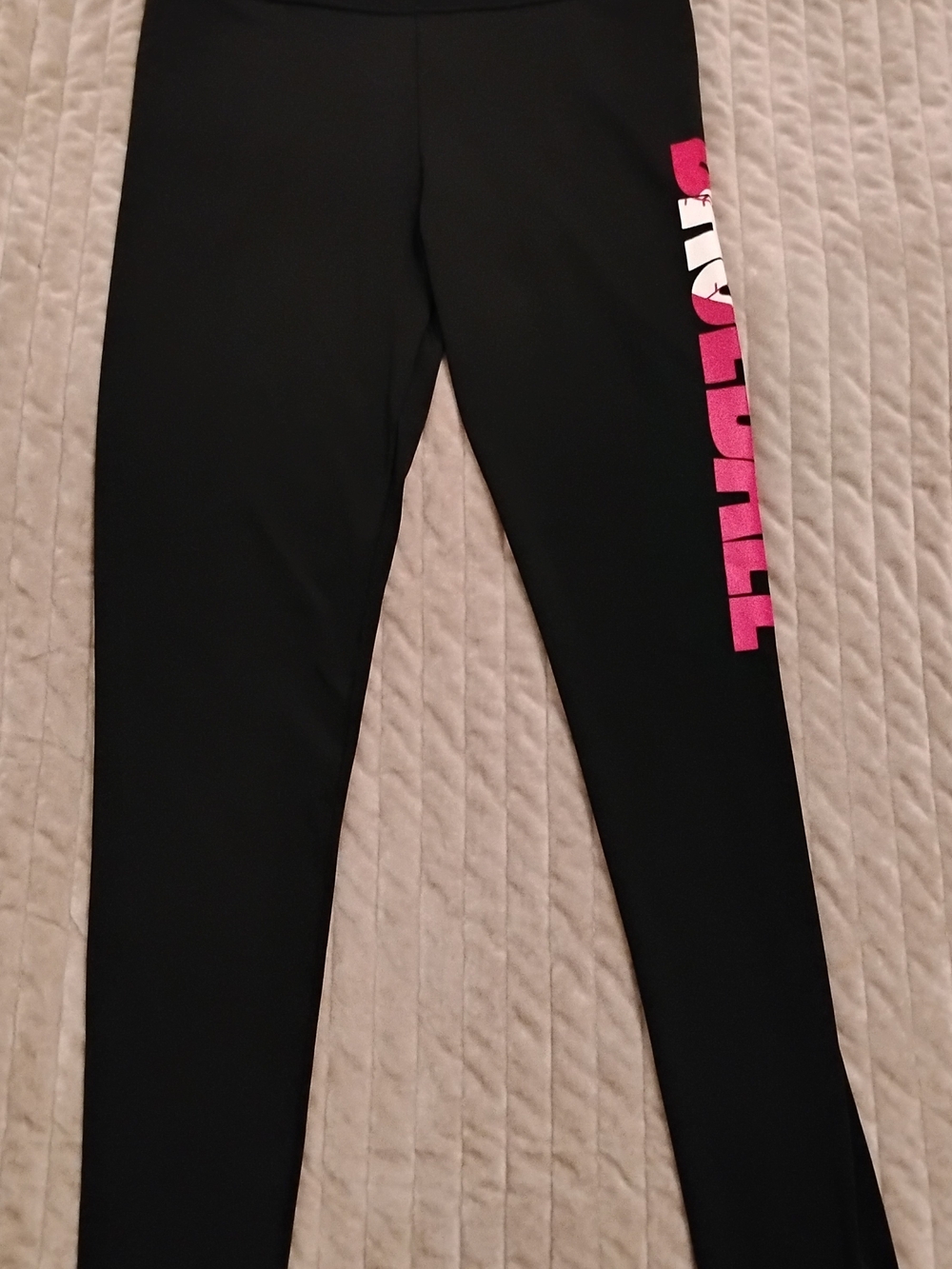 Kids Black Leggings with Pink Side Graphic